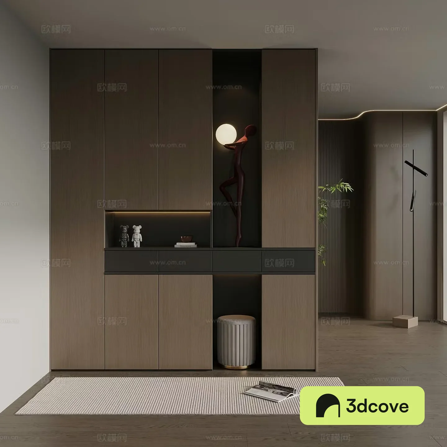 Italian minimalist porch cabinet door-entry shoe cabinet porch background