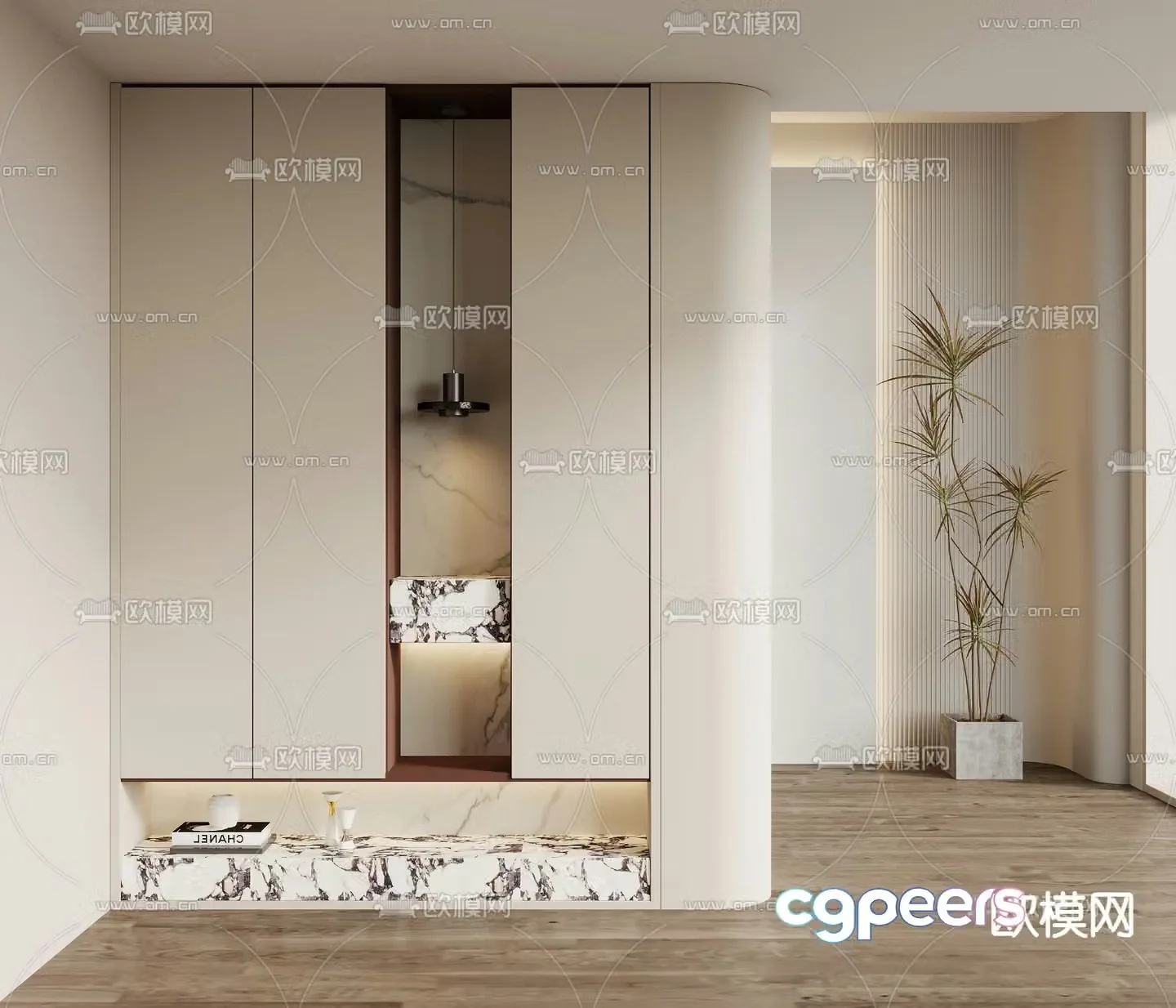 Modern home entrance shoe cabinet 3D model