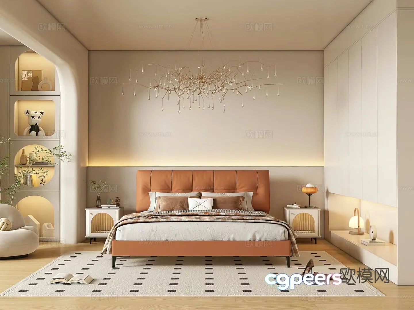 Modern double bed 3d model