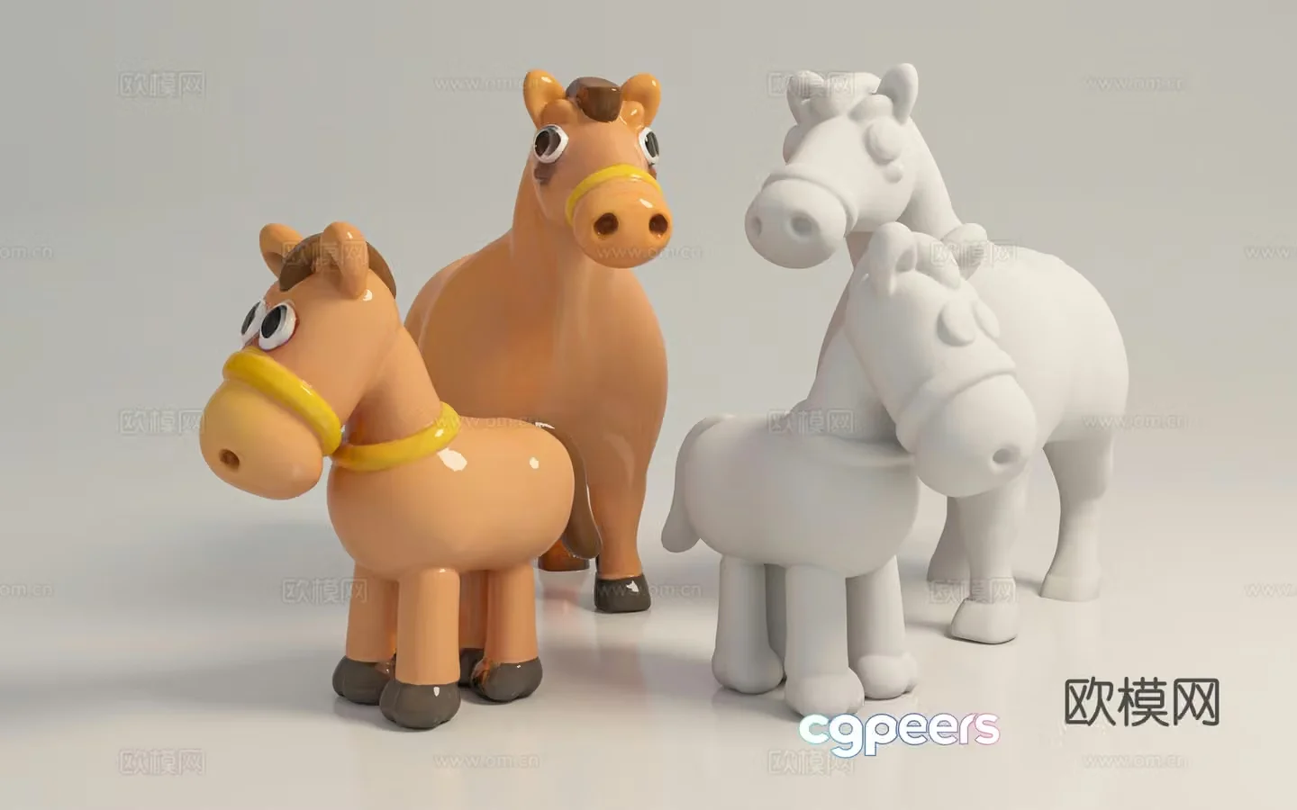 Horse cartoon sculpture decoration ornament game props doll figure game field 3d model