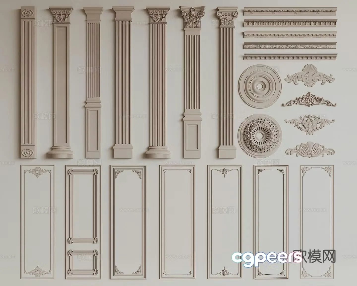French gypsum line line column 3d model