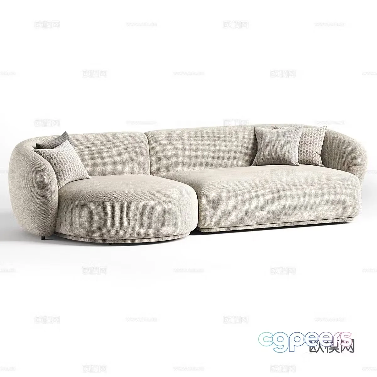 Creamy style multi-person sofa double sofa casual sofa fabric sofa living room sofa office 3D model