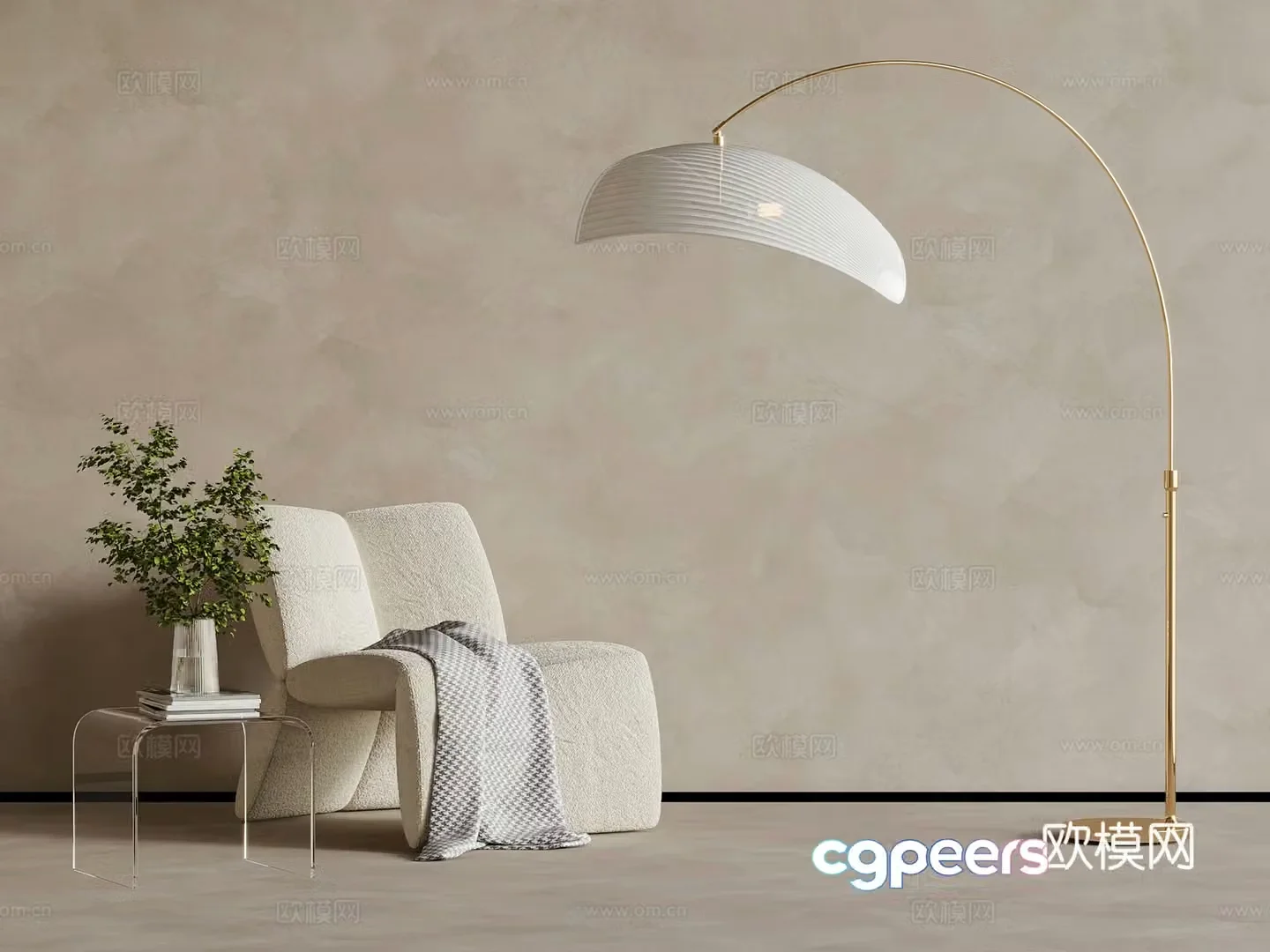 Cream style leisure chair 3d model