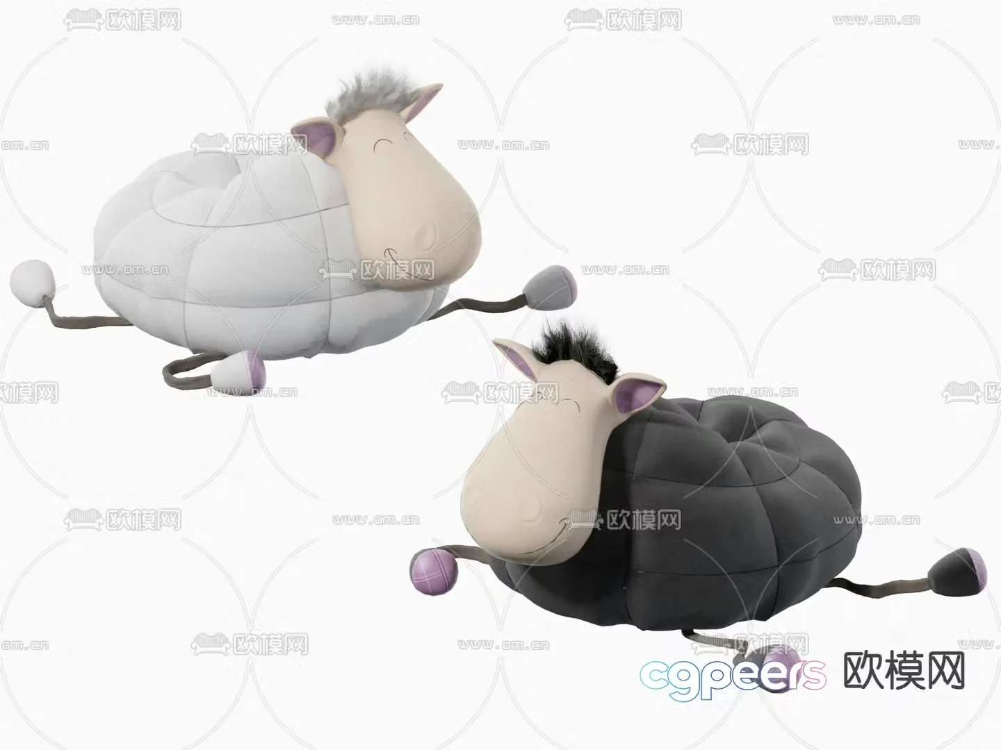 Modern cartoon sheep lazy child sofa 3d model