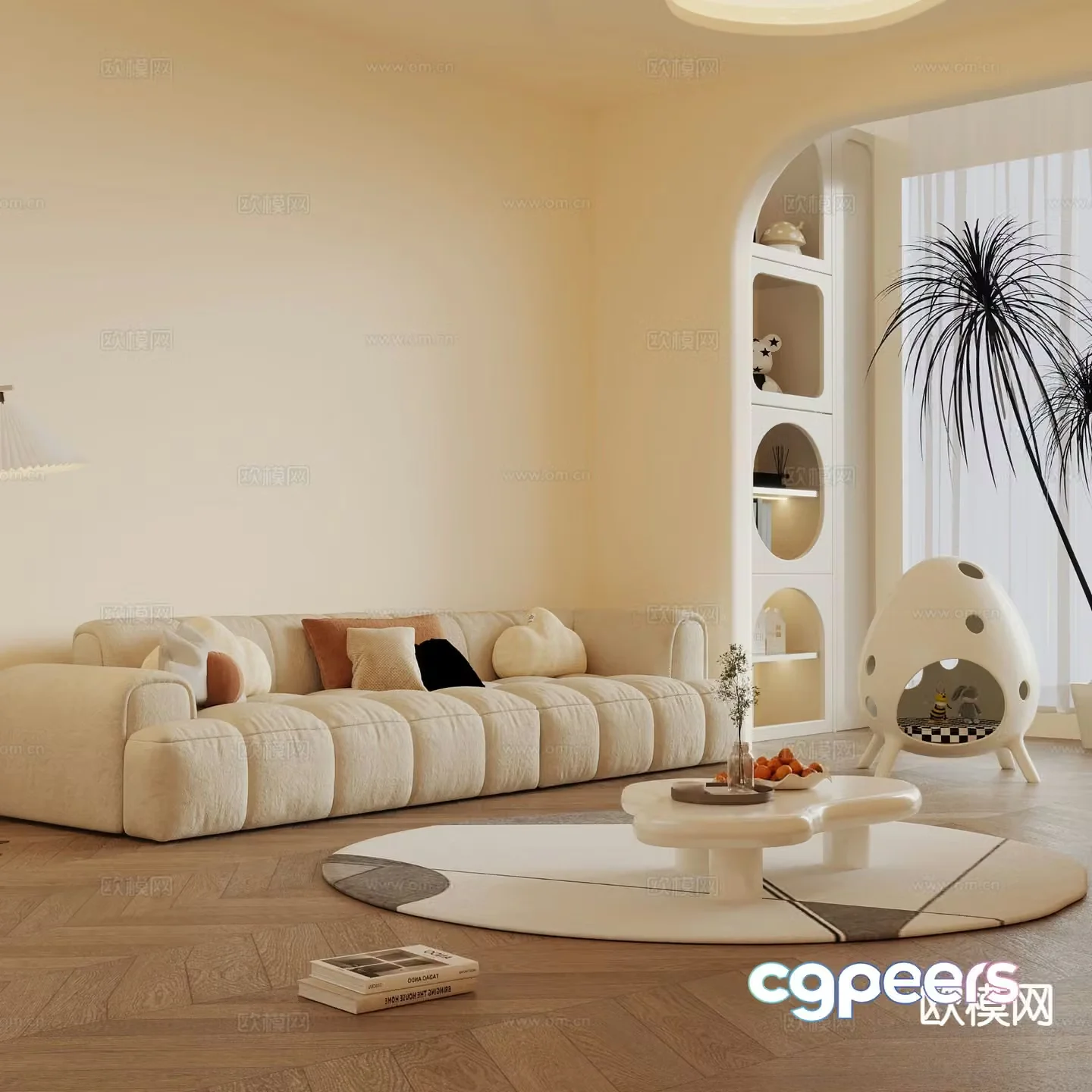 Cream style sofa modular sofa 3d model