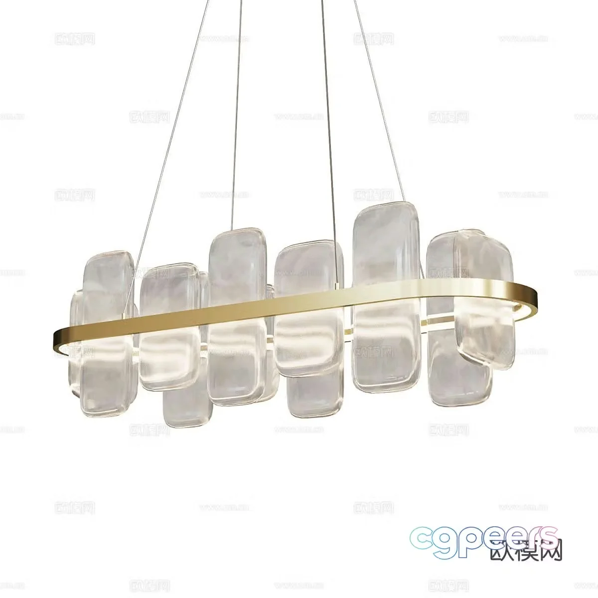 Light luxury chandelier glass chandelier 3d model