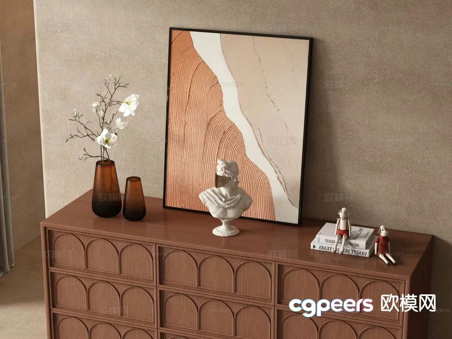 Medieval style texture painting abstract painting 3d model