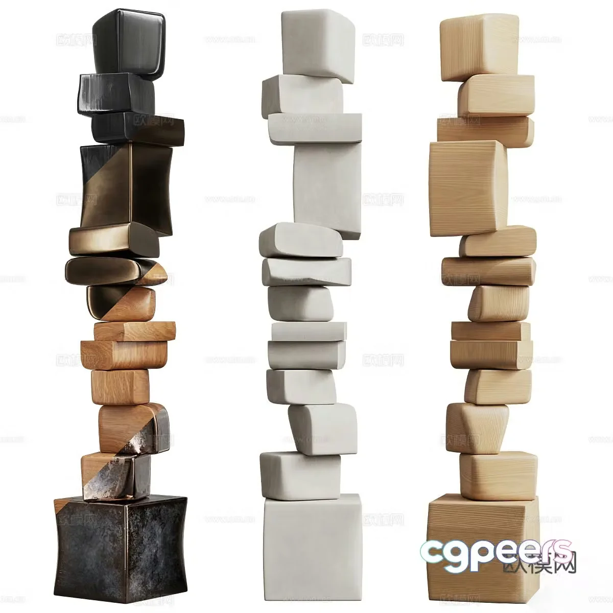 Abstract sculpture wood carving art ornament 3d model