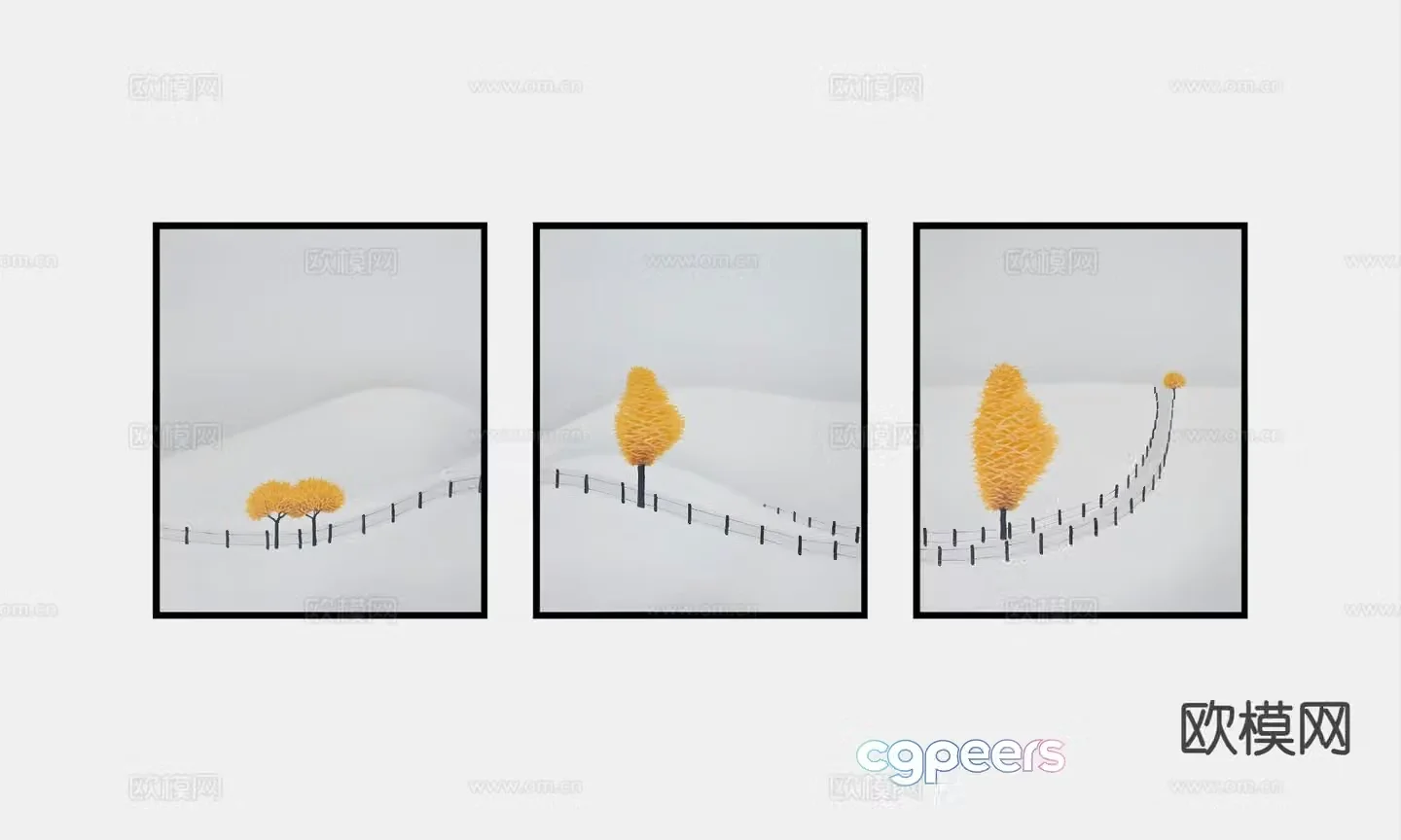 Modern decorative painting hanging painting 3d model