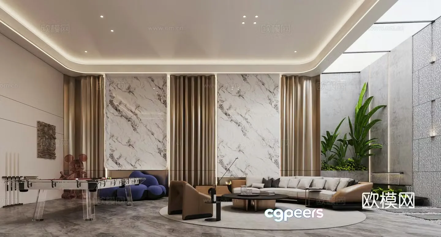 Modern light luxury underground leisure room 3D model