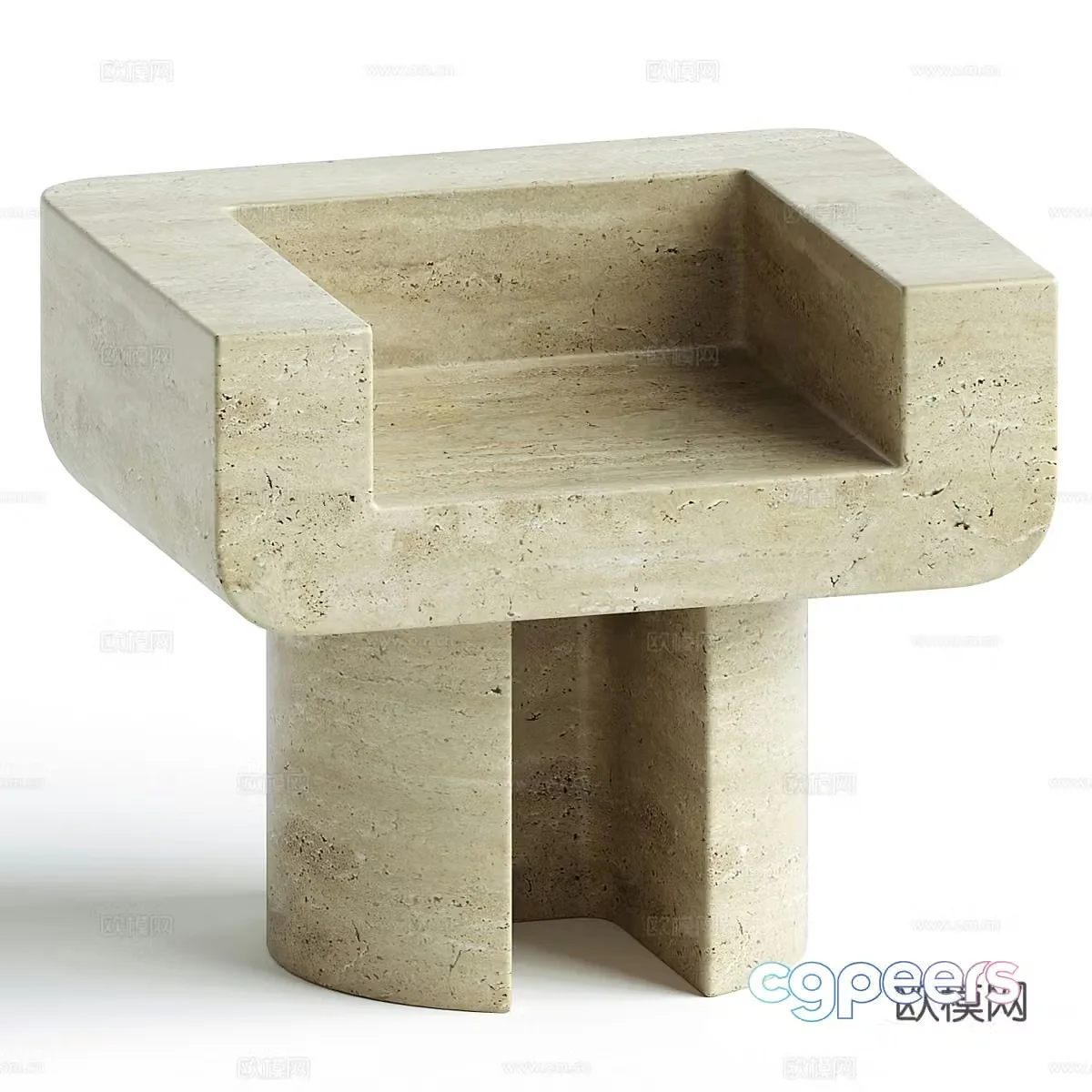 New Chinese style Wasabi Stone Bench 3D Model