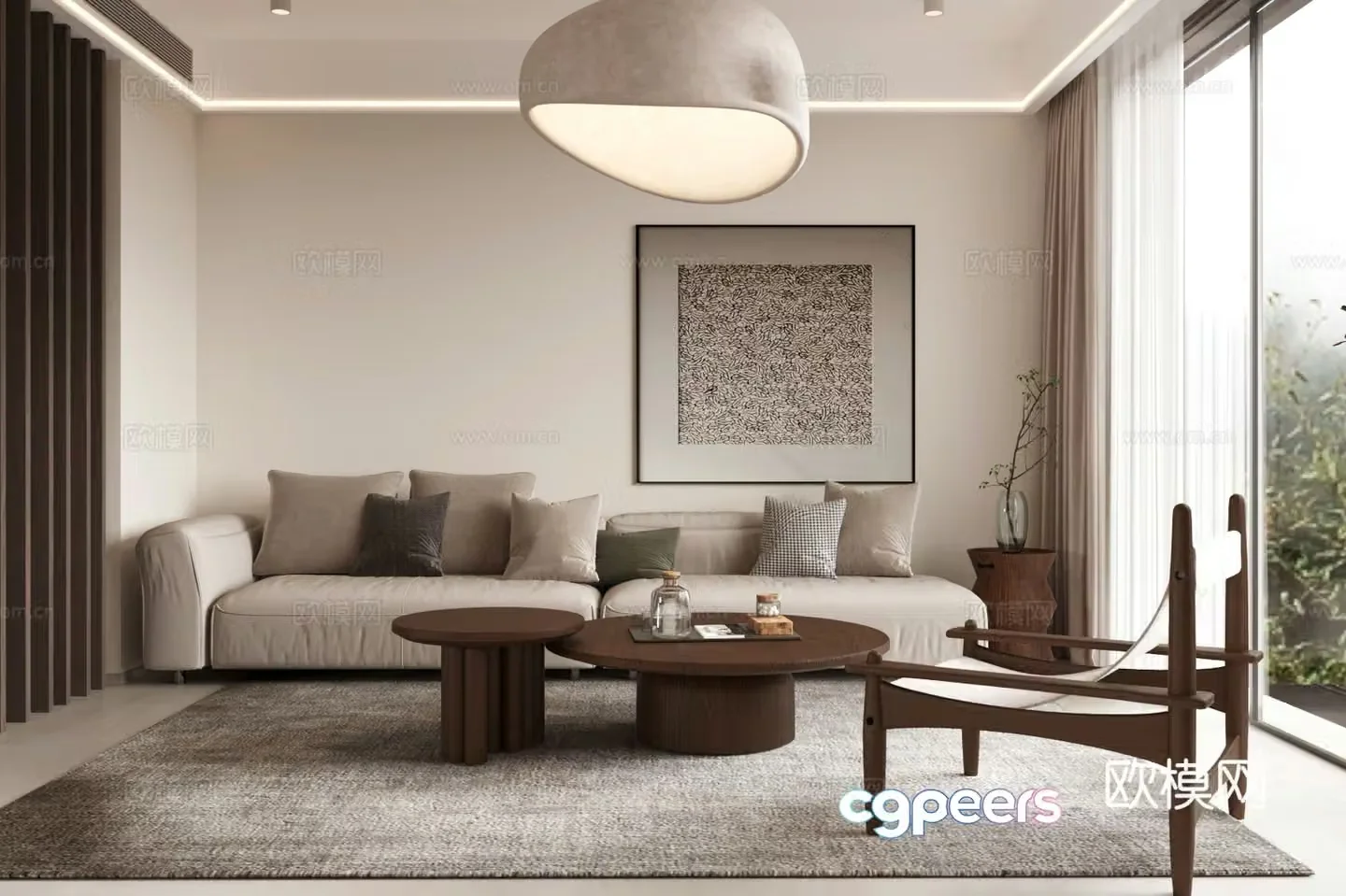 Medium style living room horizontal living room small living room sofa and coffee table combination French retro living room 3D model