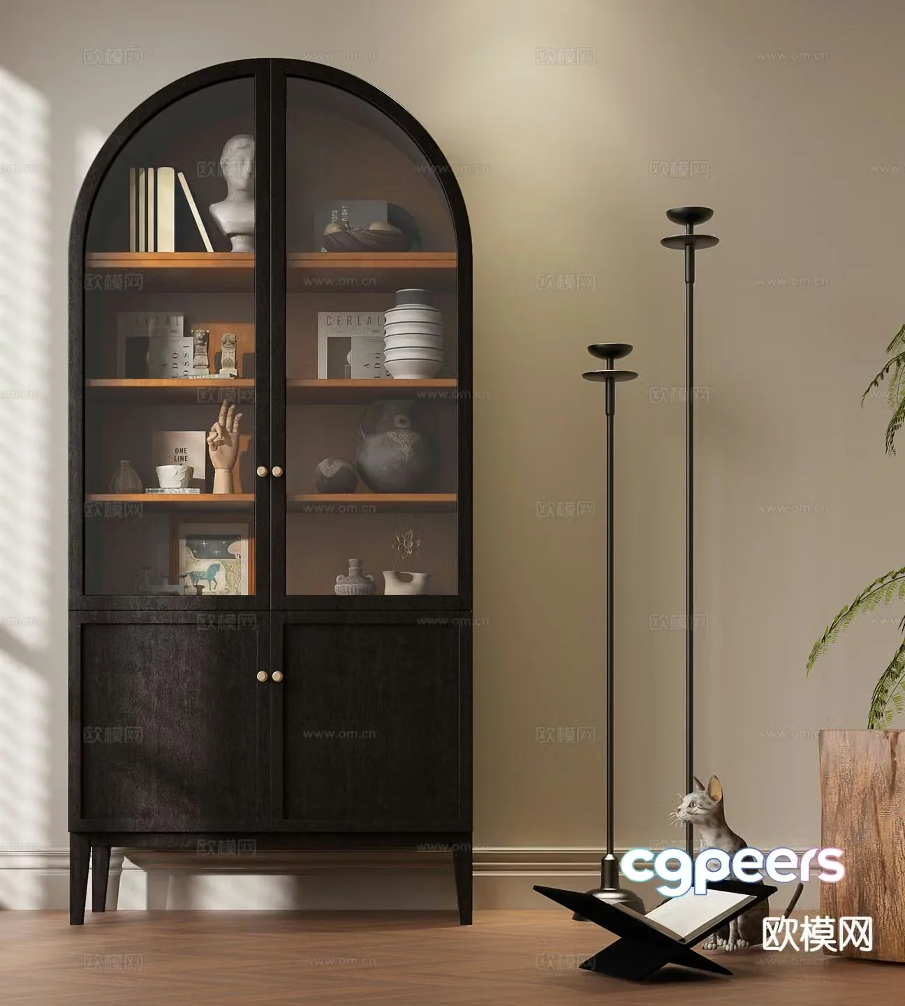 Medieval style bookcase bookshelf 3d model