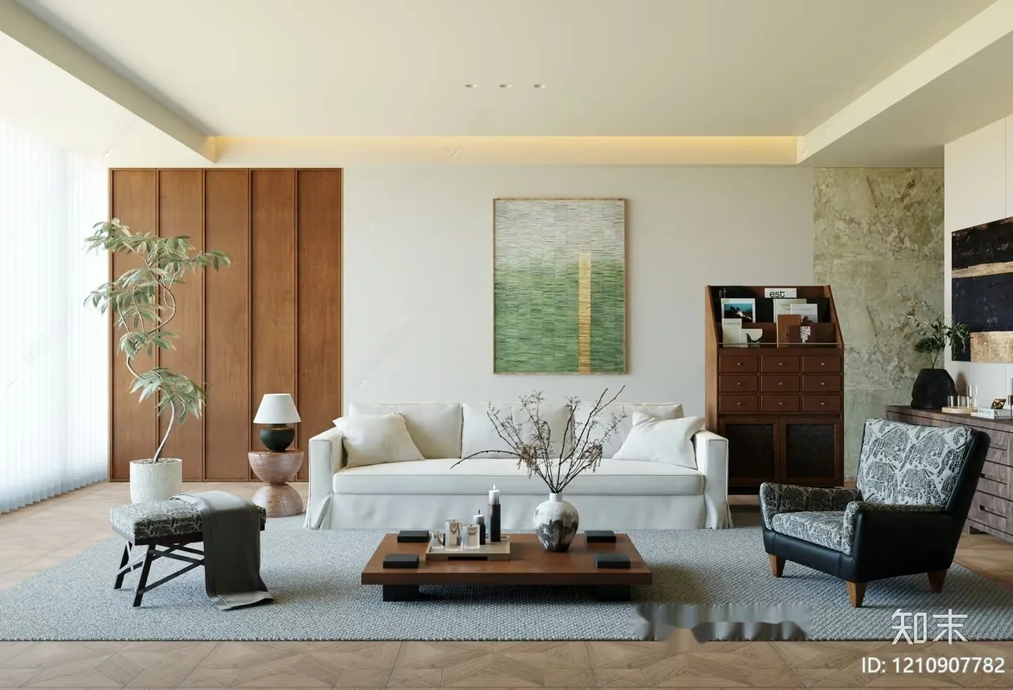 Modern Living Room 3D Model – 9110 – VRAY Render