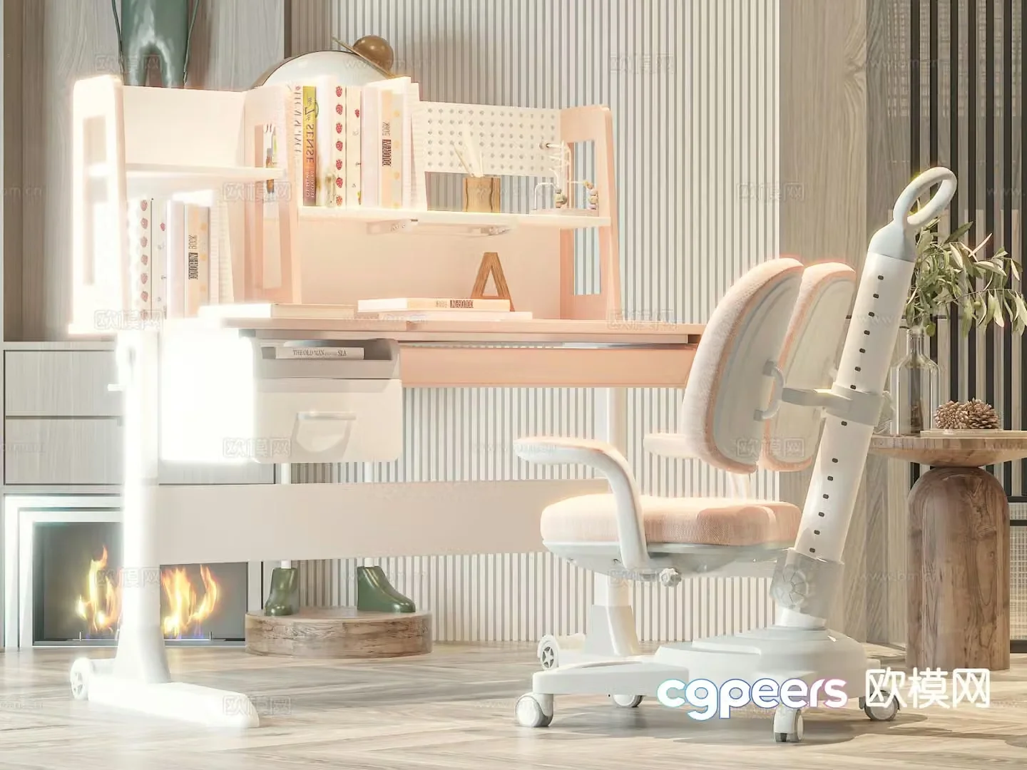 Modern children’s desk and chair children’s study table 3d model