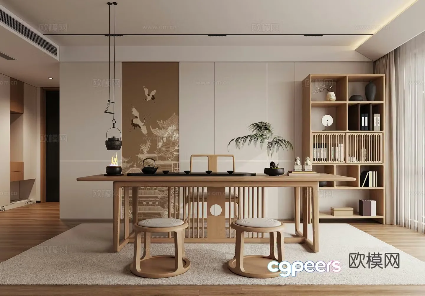 New Chinese Zen teahouse 3D model
