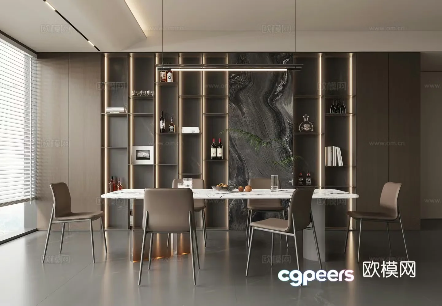 Modern light luxury restaurant 3D model
