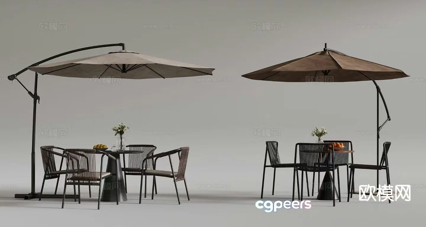 Outdoor tables and chairs parasol 3d model