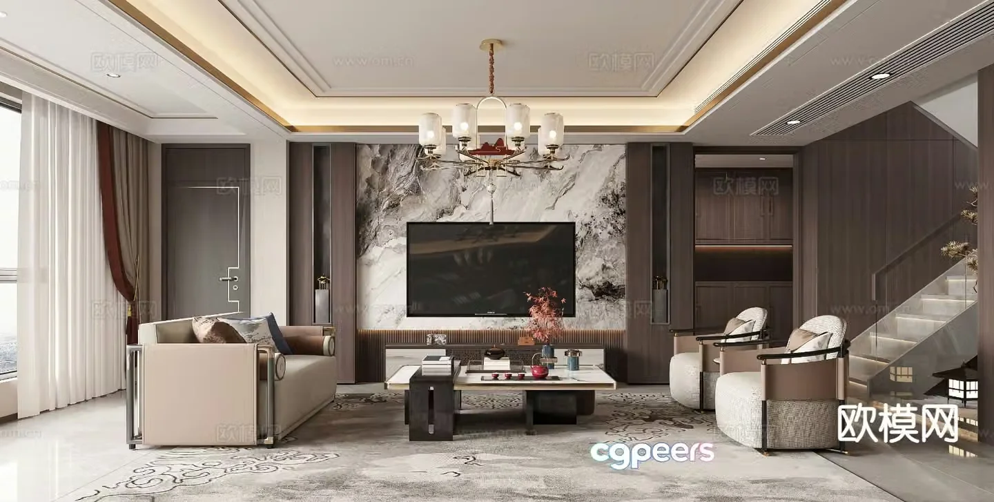 New Chinese style living room 3d model