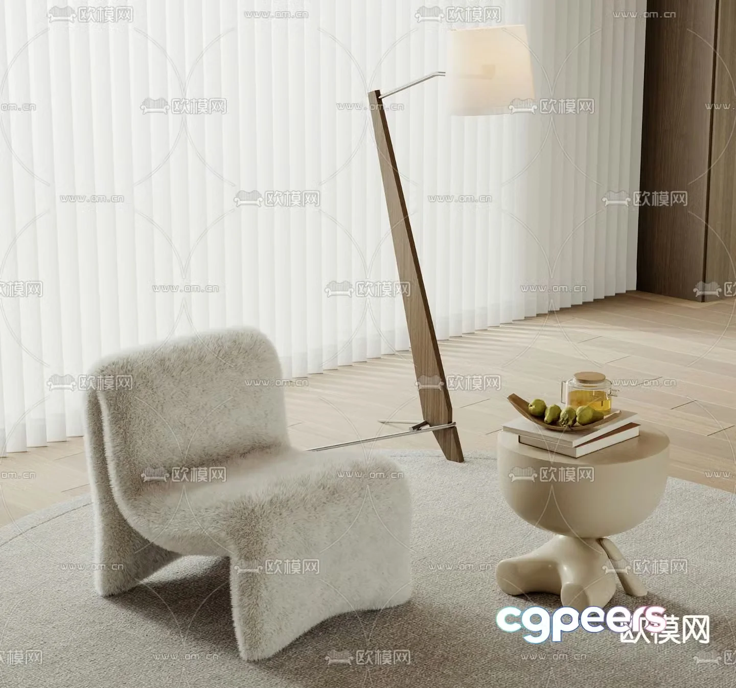 Plush chair leisure chair 3d model