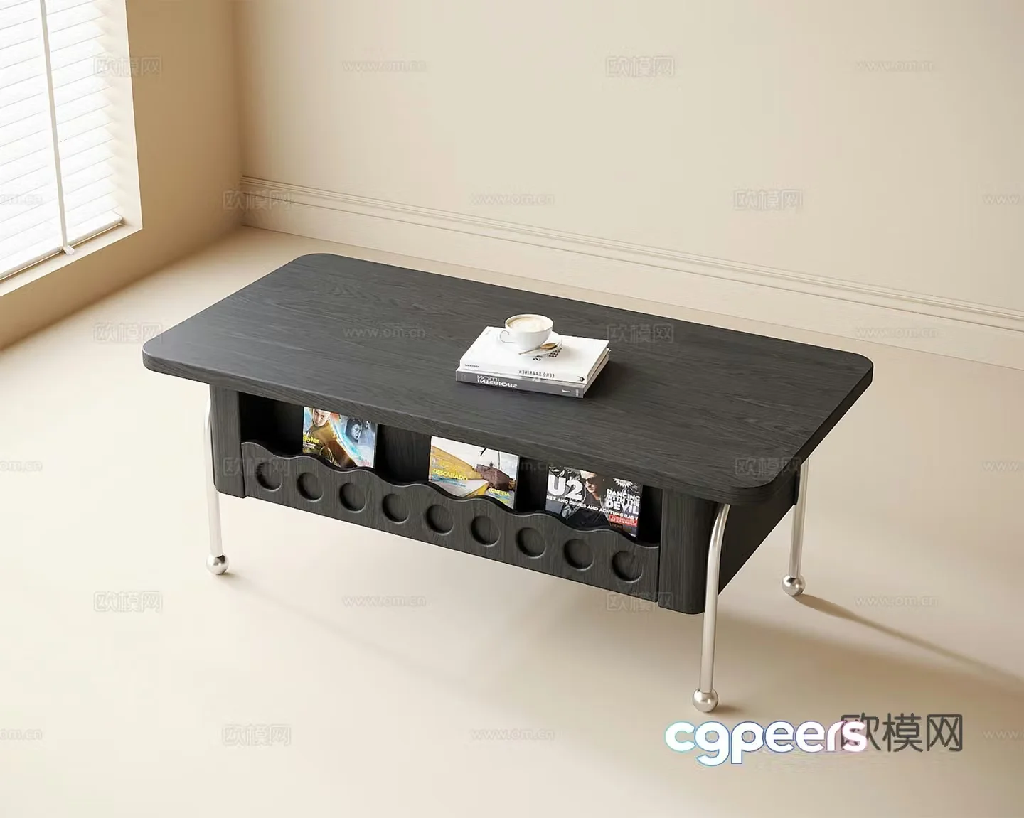 French coffee table solid wood coffee table 3d model