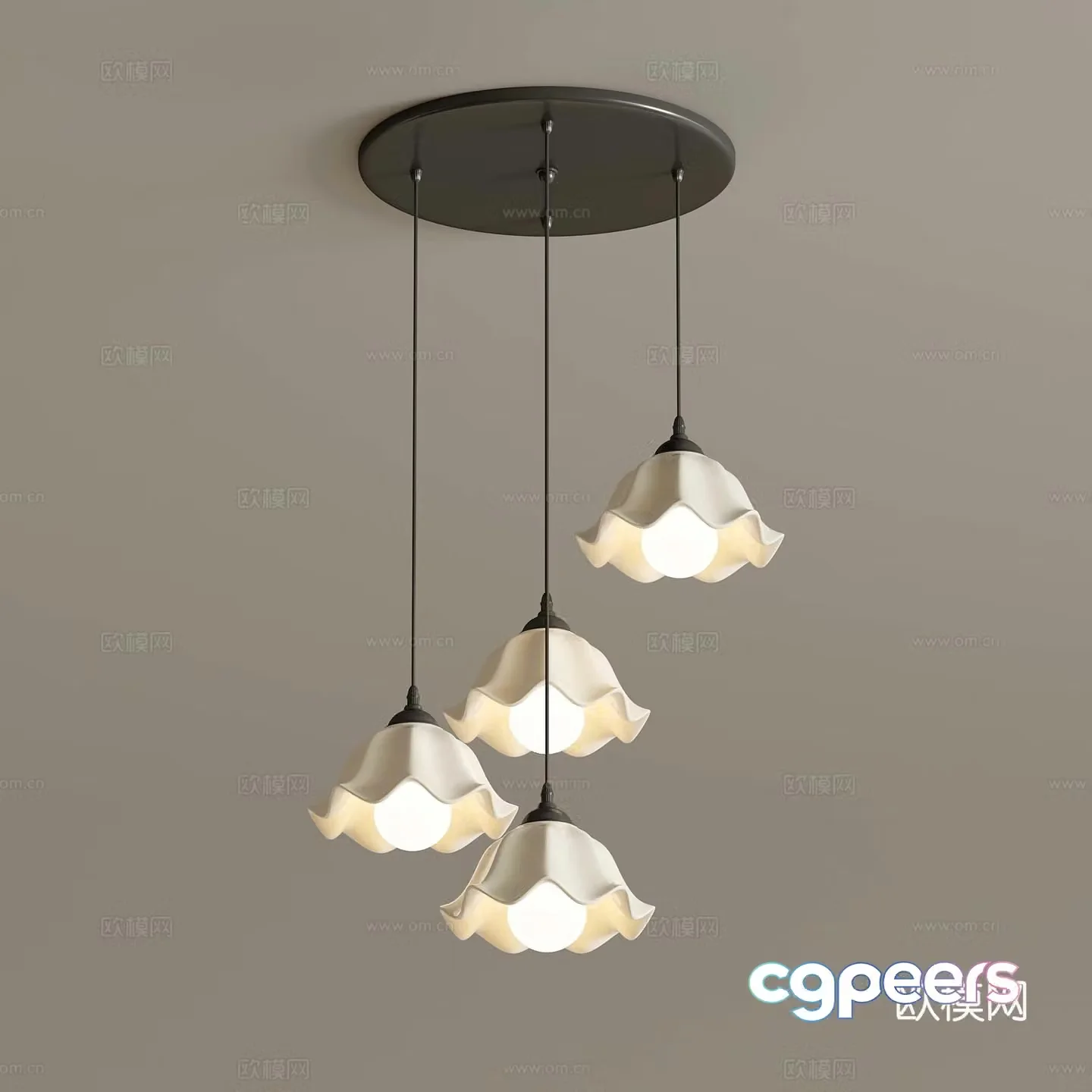 9 cream wind chandelier 3d model