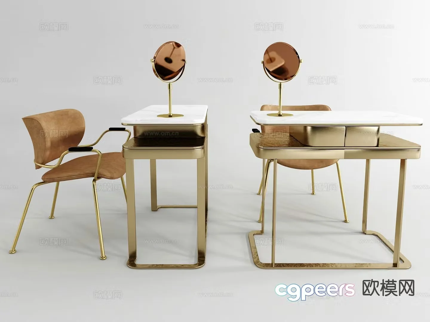 Modern manicure table and chairs beauty table 3d model