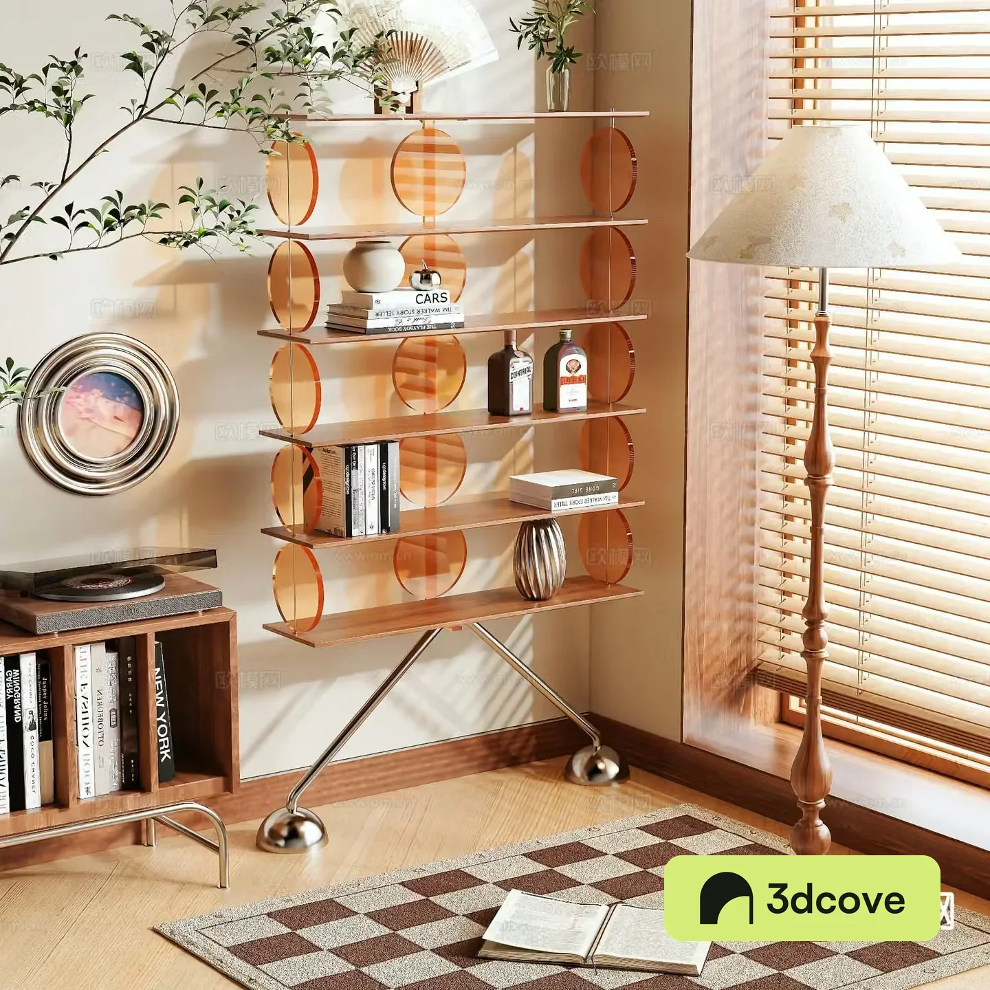Medieval style acrylic storage shelf bookshelf