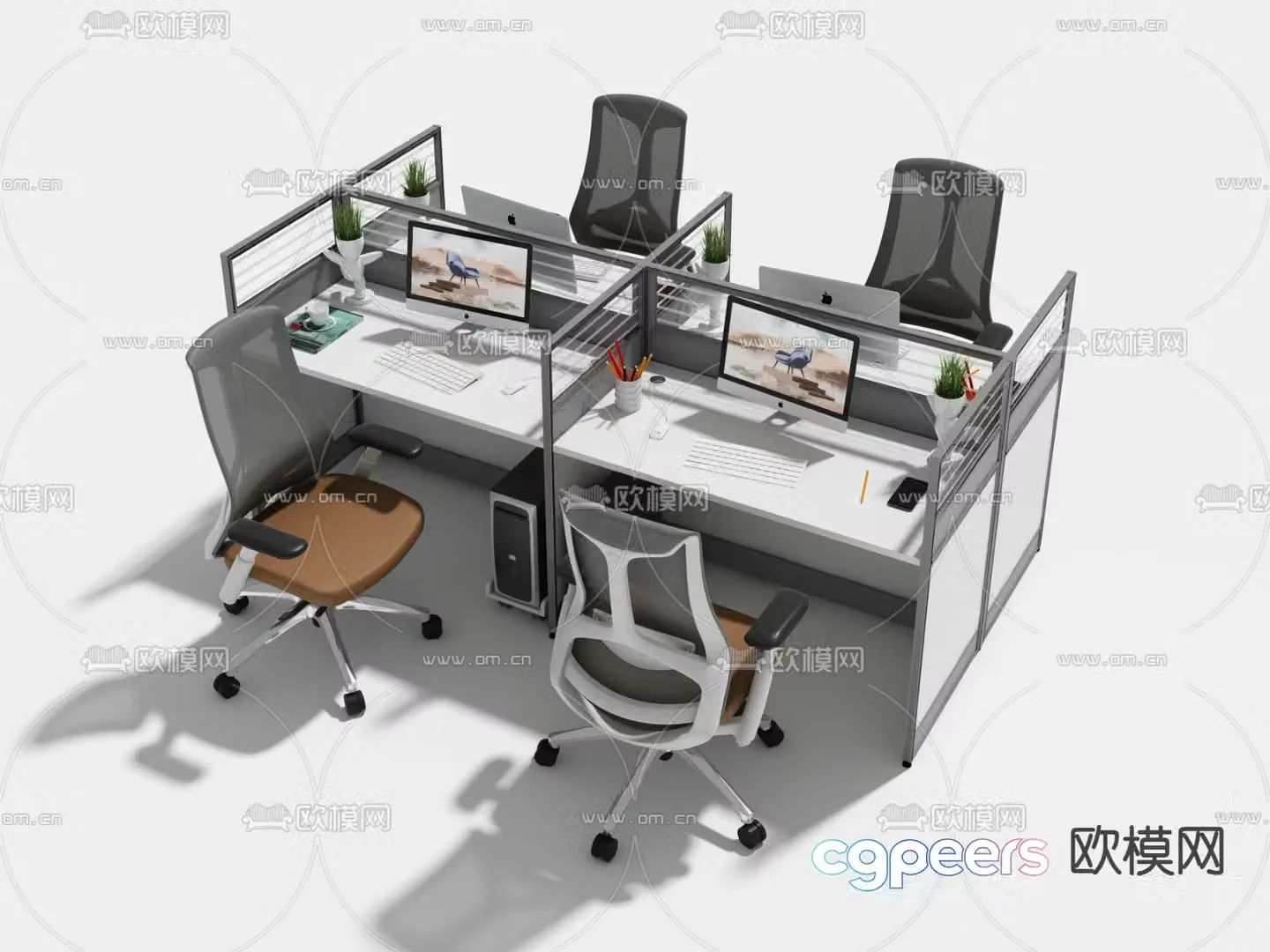 Card space desk workstation 3D model