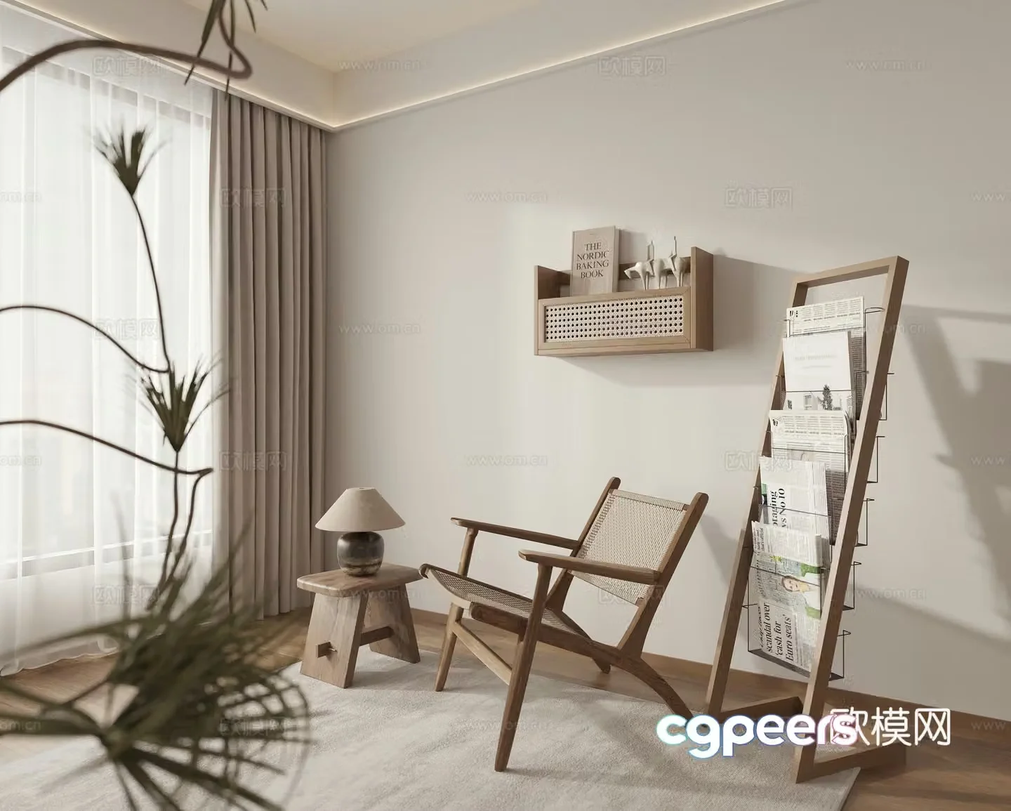 Wasabi Leisure Chair Bookshelf Wall Trim 3D Model