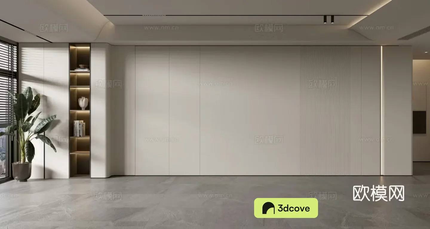 Modern minimalist sofa background wall d model