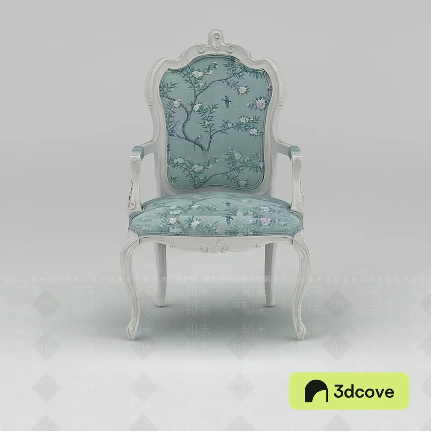 Wooden Chair With Floral Upholstery