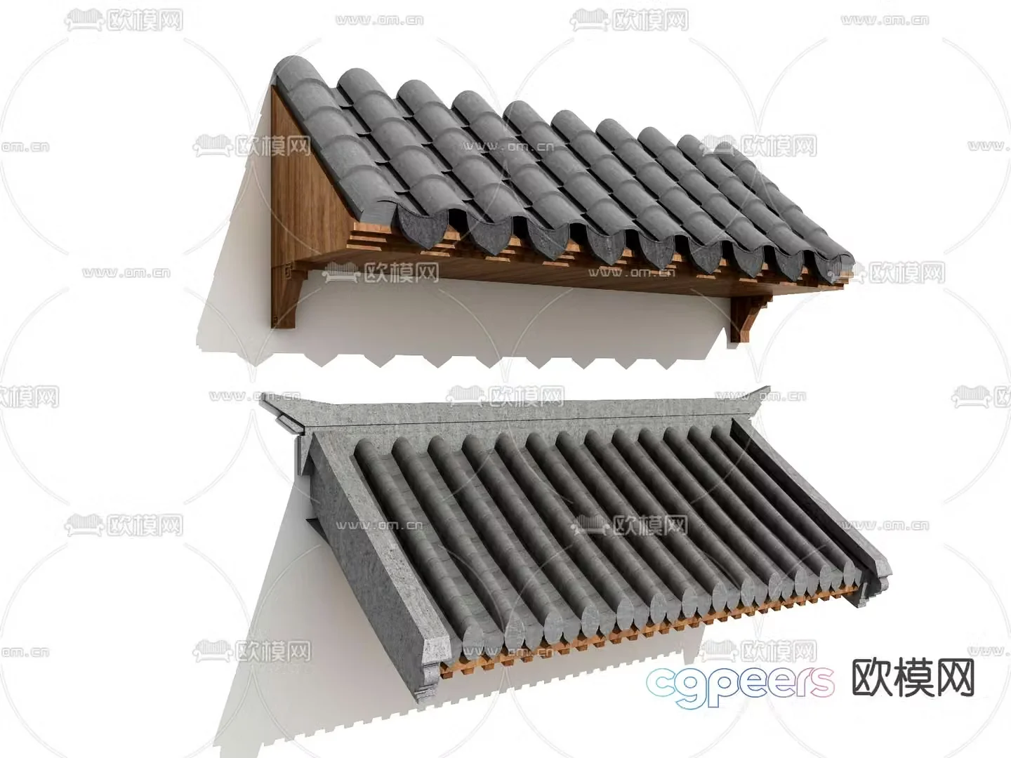 New Chinese-style eaves roof building components 3D model