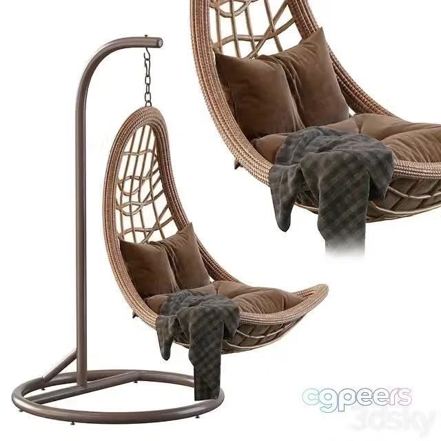 3ds Max Free – Vinotti Eliza, Wicker hanging armchair