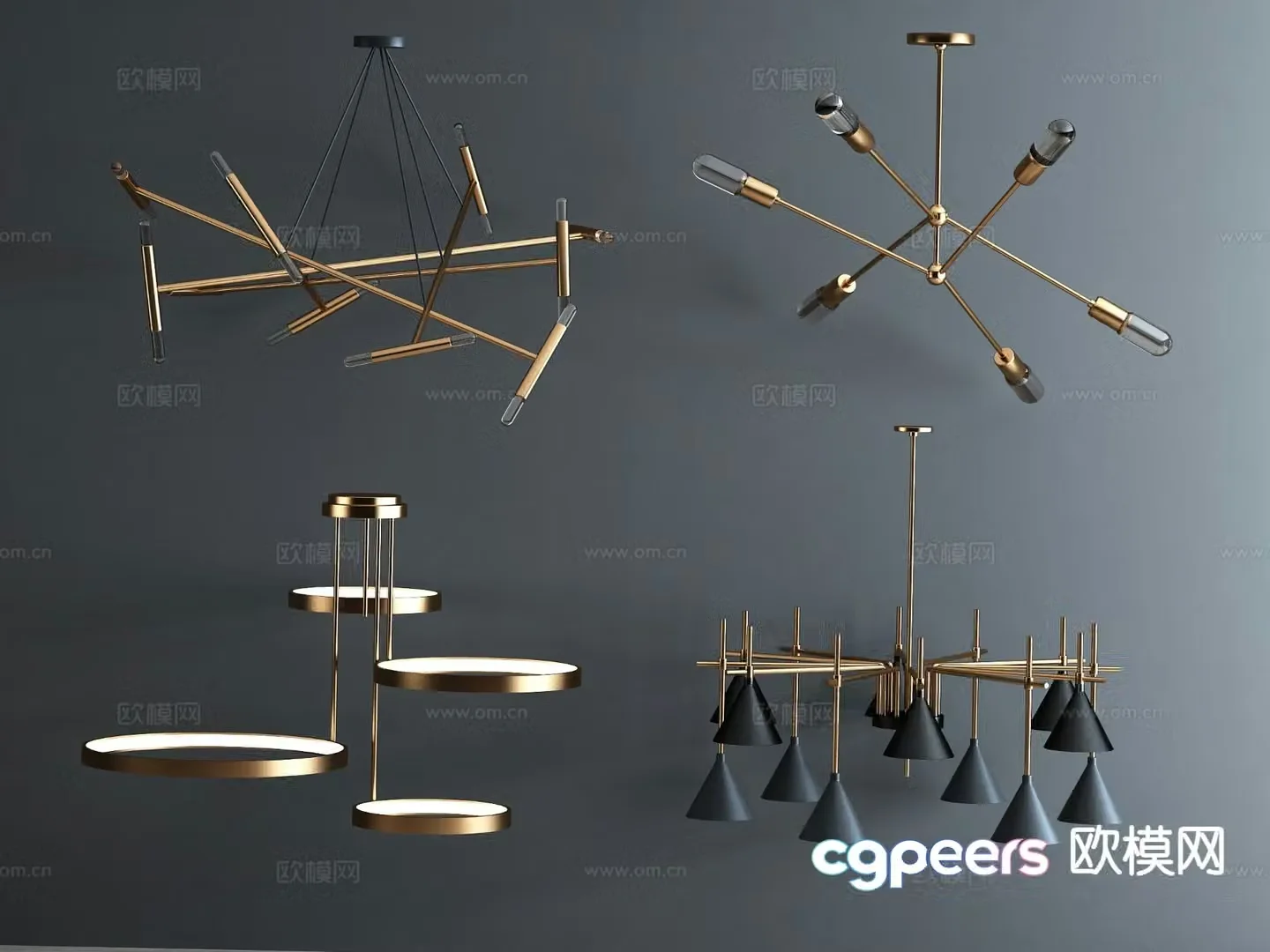 Light luxury creative chandelier hall chandelier 3D model