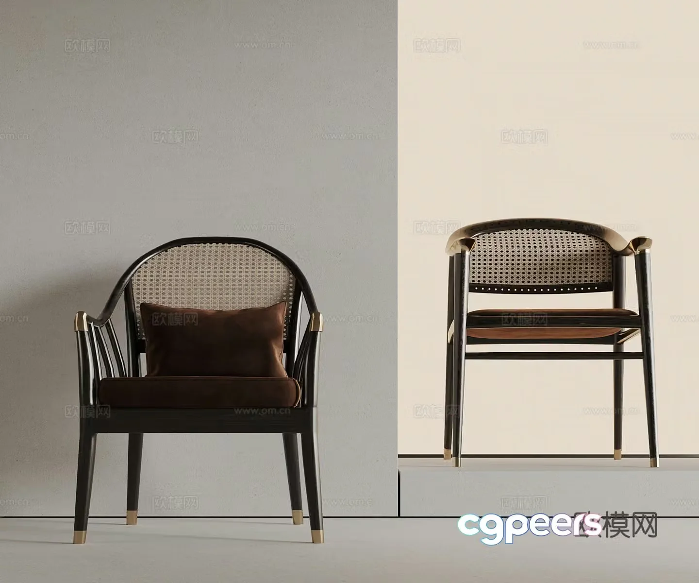 New Chinese dining chair leisure chair single chair 3d model