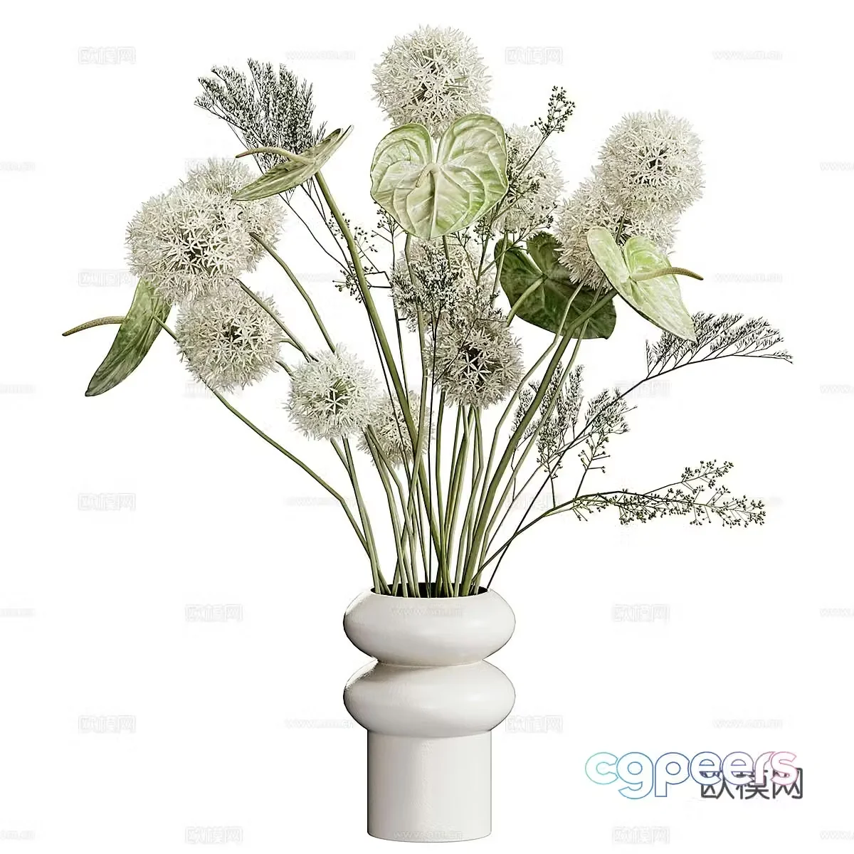 New Chinese vase flower art 3D model