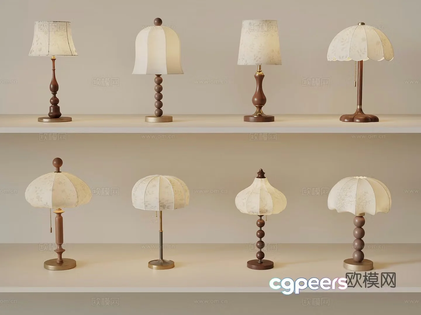 French medieval style table lamp bedside lamp 3D model