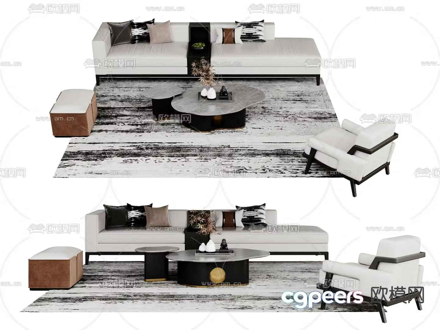 New Chinese style modular sofa 3d model
