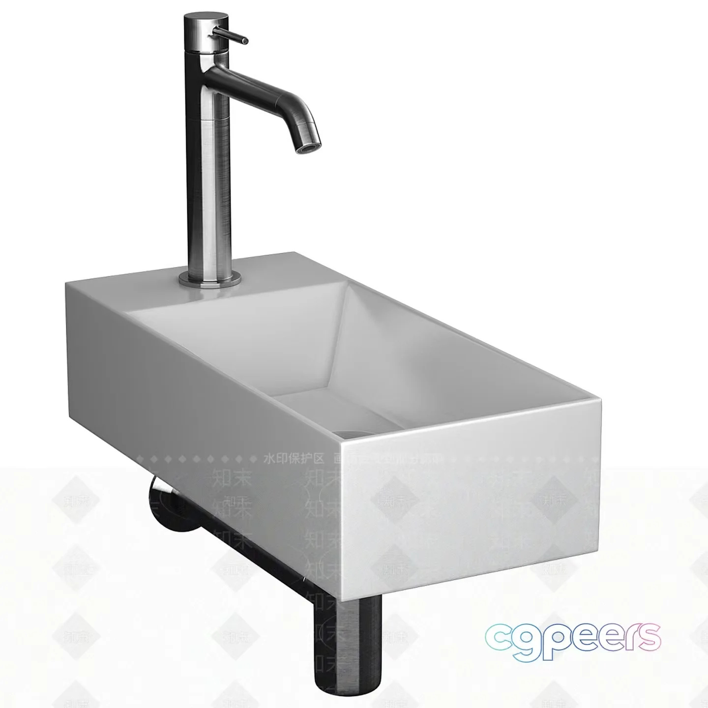 A Silver Sink 3D Model – 1307 – VRAY Render