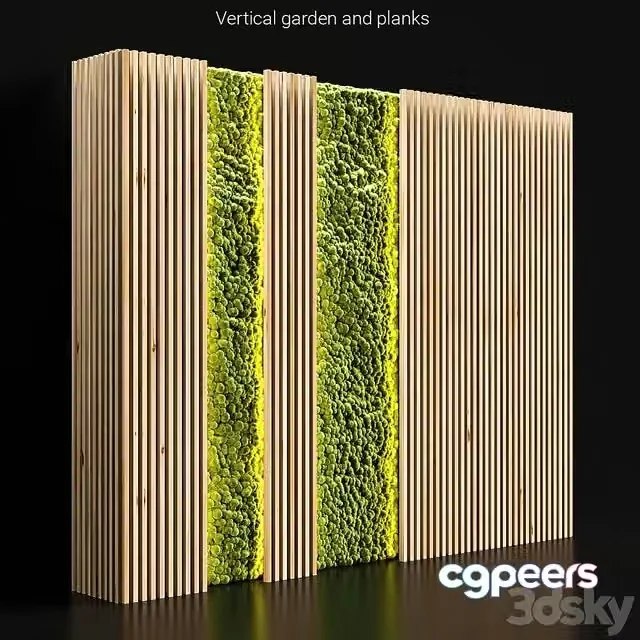 3ds Max Free – Vertical garden and planks 2