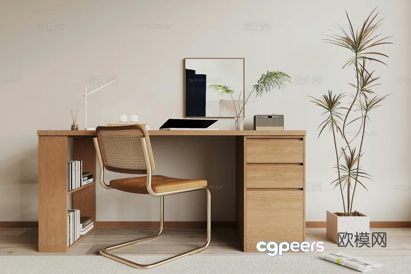 Modern desk and chair 3d model