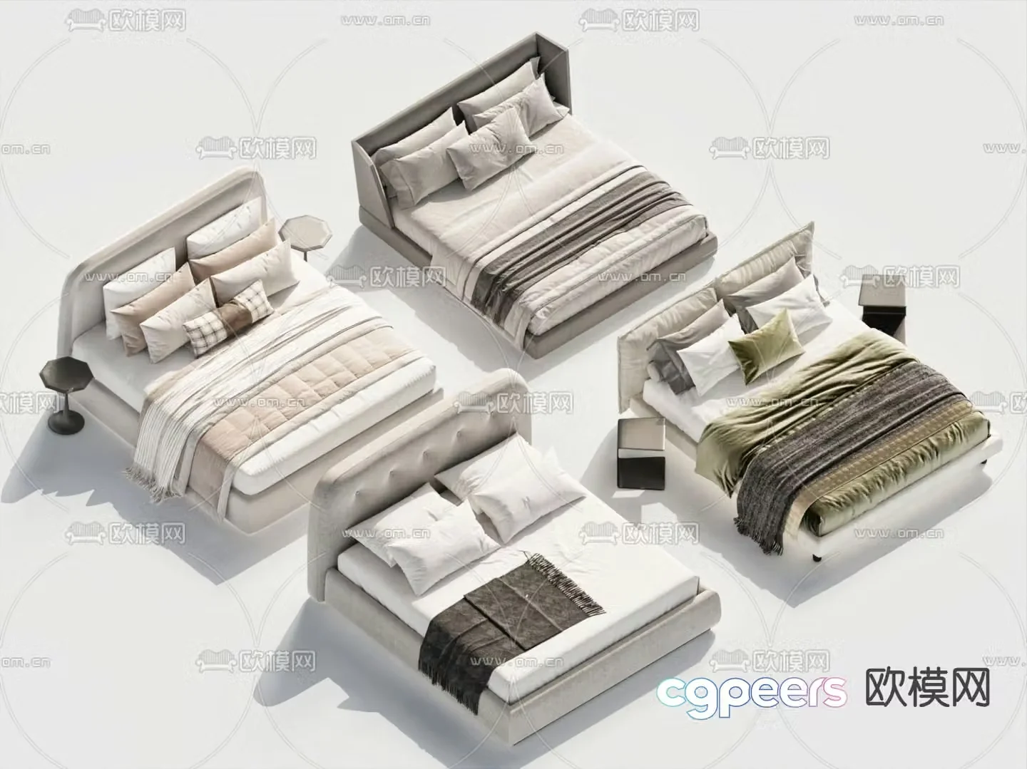 Modern double bed 3d model