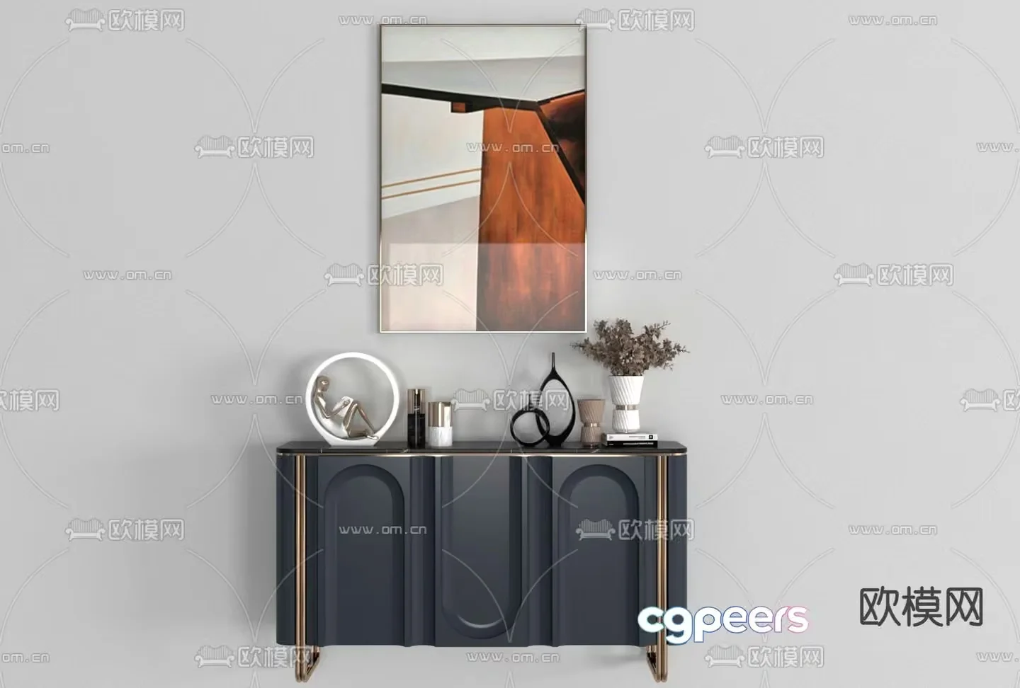 Modern Art Display 3D Model – 1014 – VRAY Render