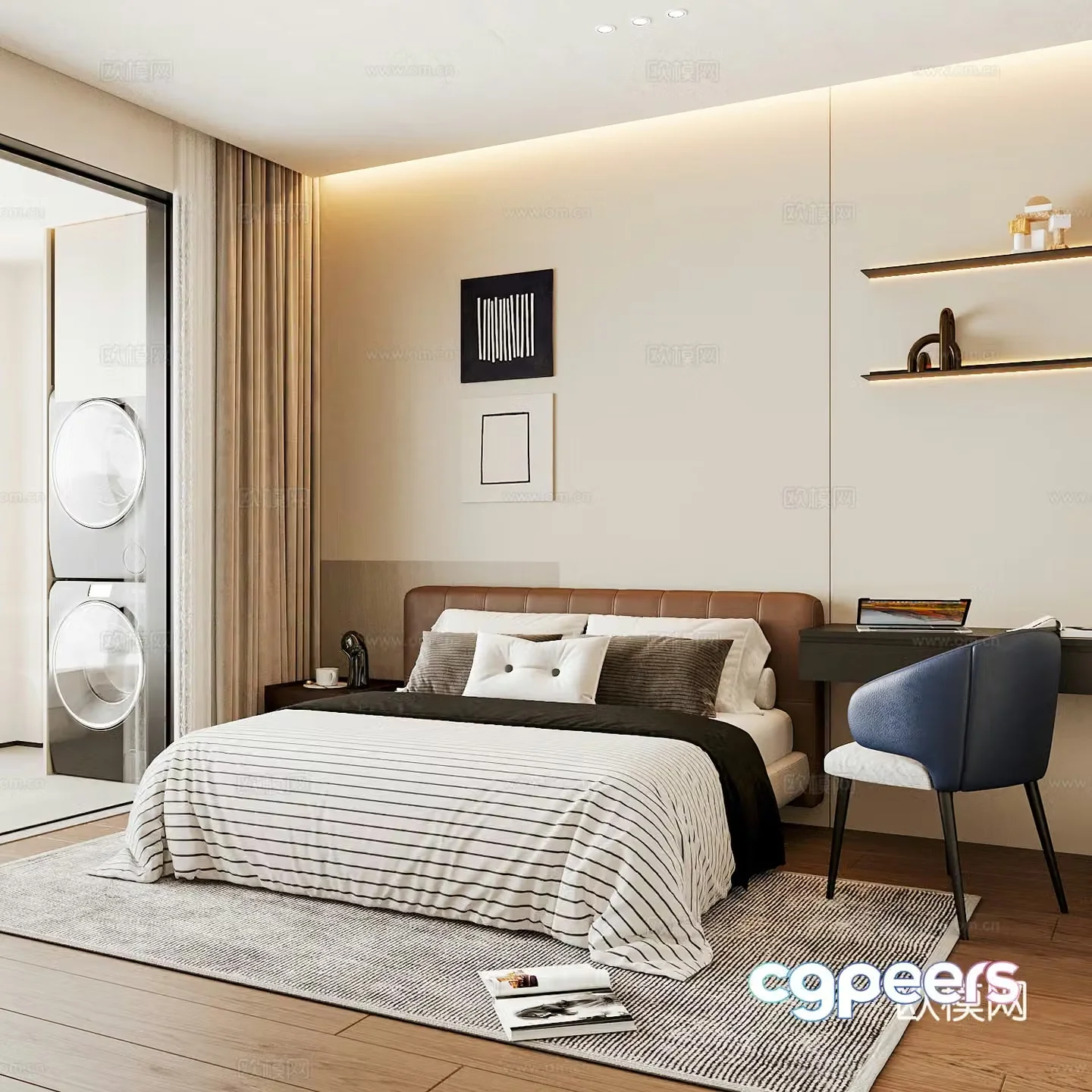 Modern home bedroom Modern bedroom Italian bedroom Simple bedroom Italian bed 3d model