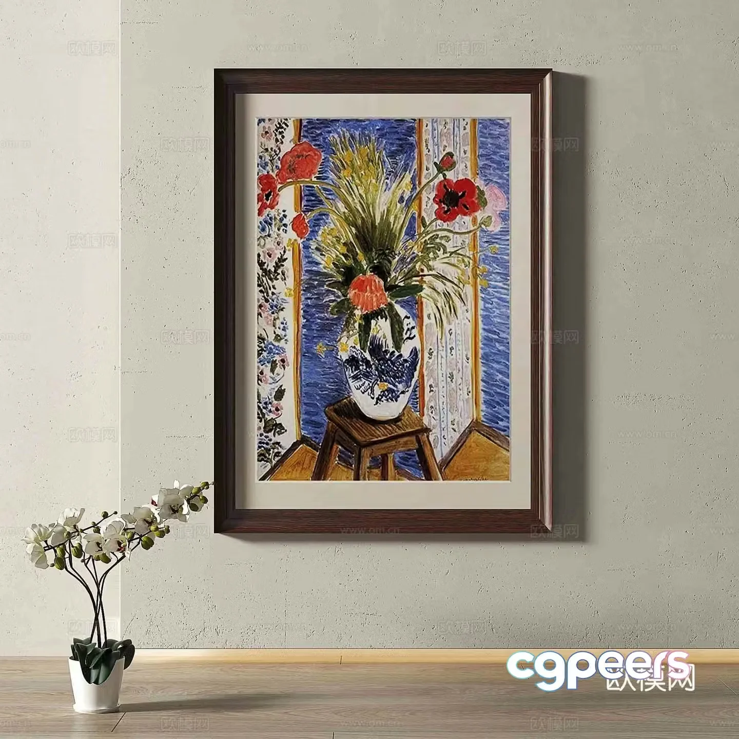 Middle-aged oil painting decorative painting 3D model