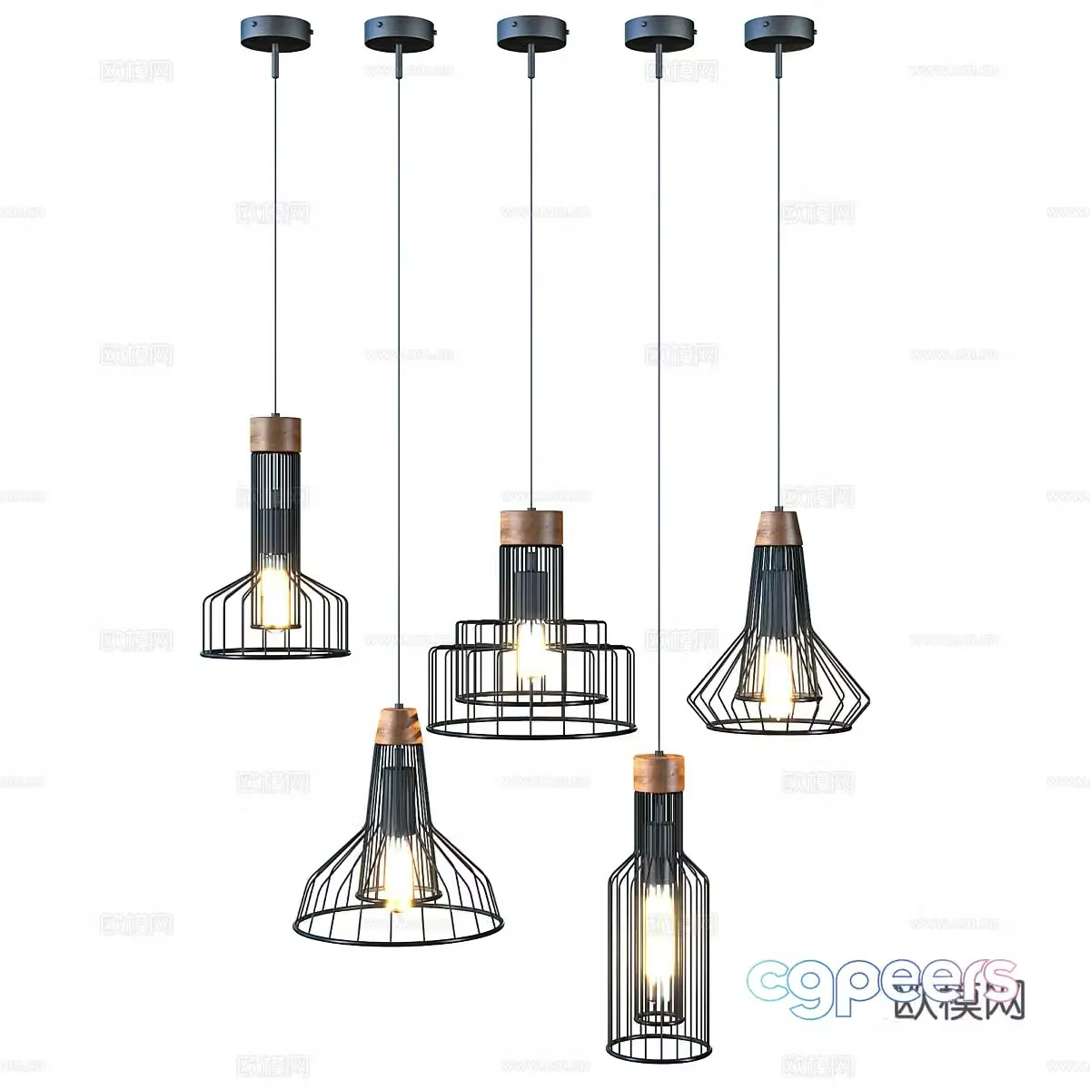Modern Nordic Metal Mesh Decorative Small Chandelier 3D Model