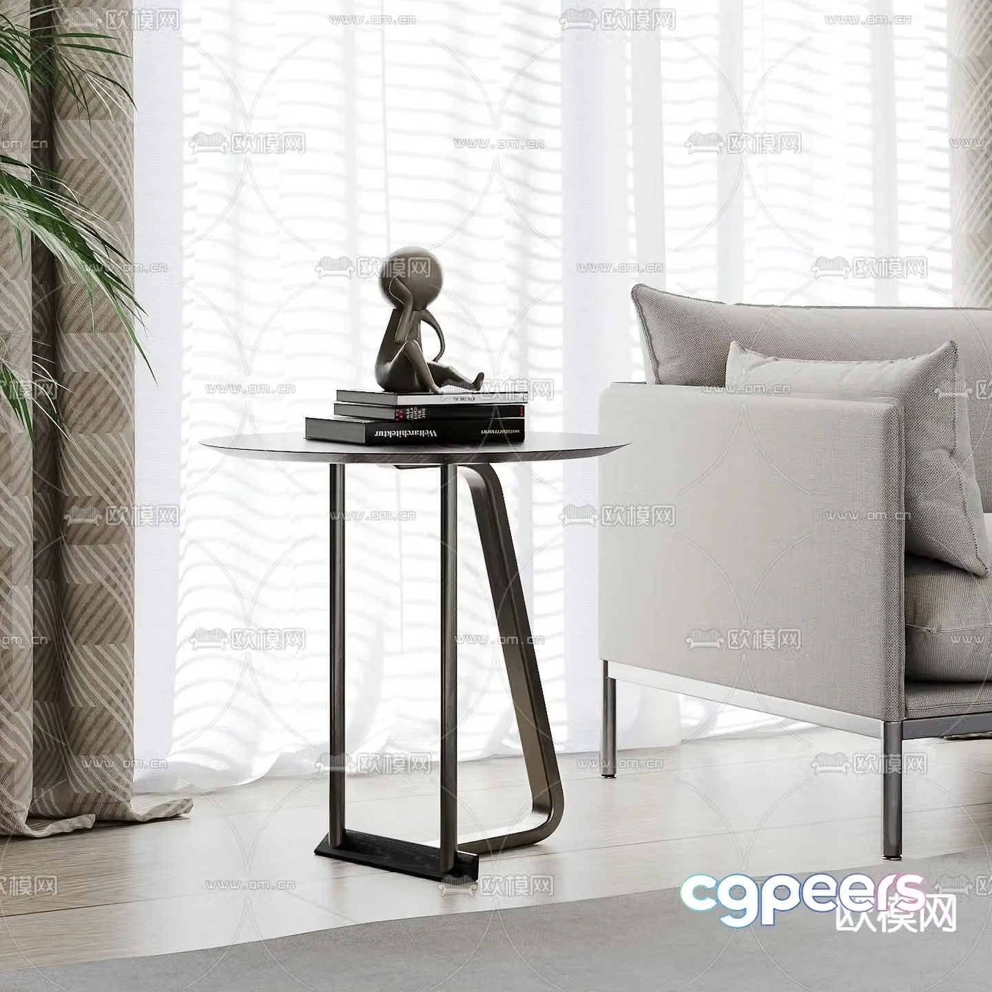 Round side corner table 3D model