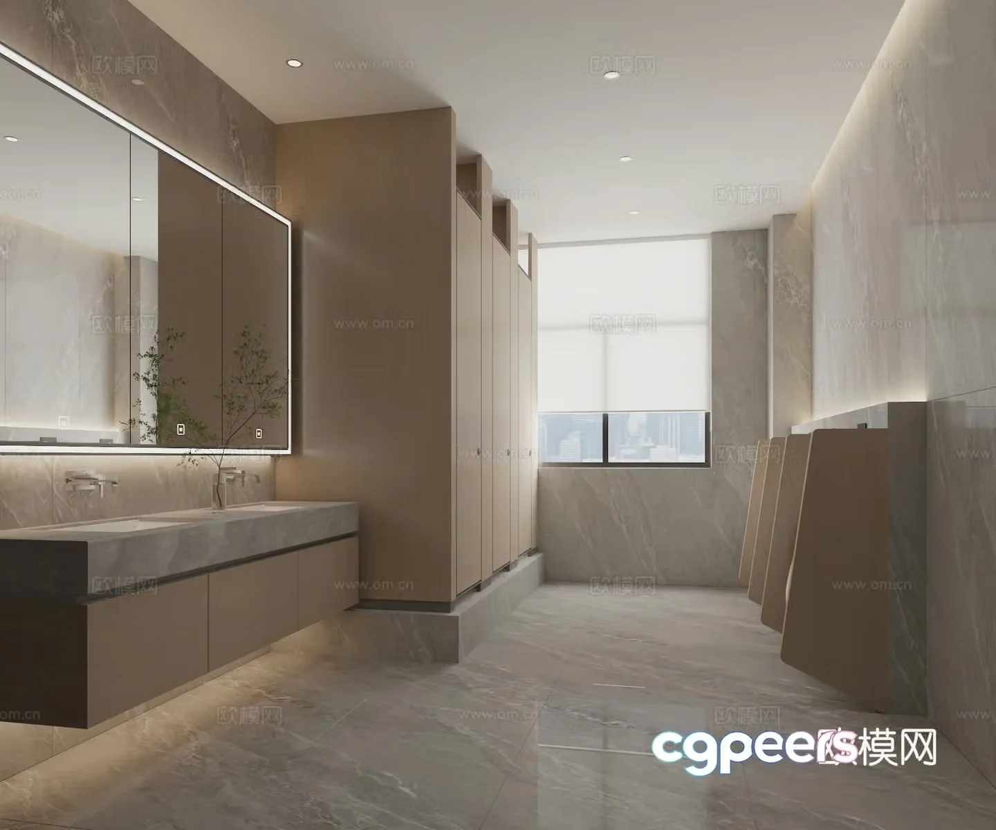 Modern work bathroom 3D model
