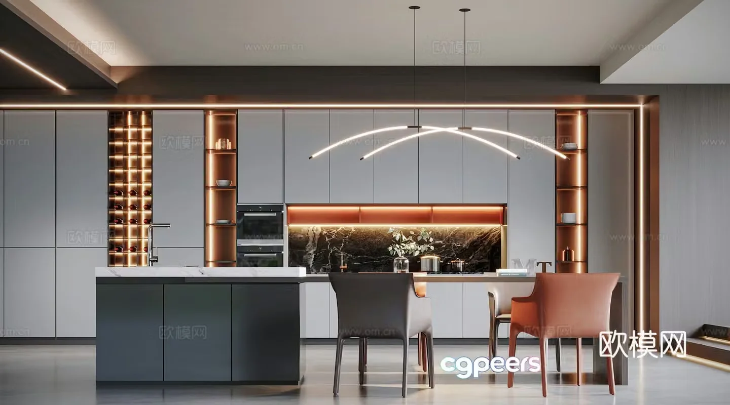 Modern island restaurant 3d model